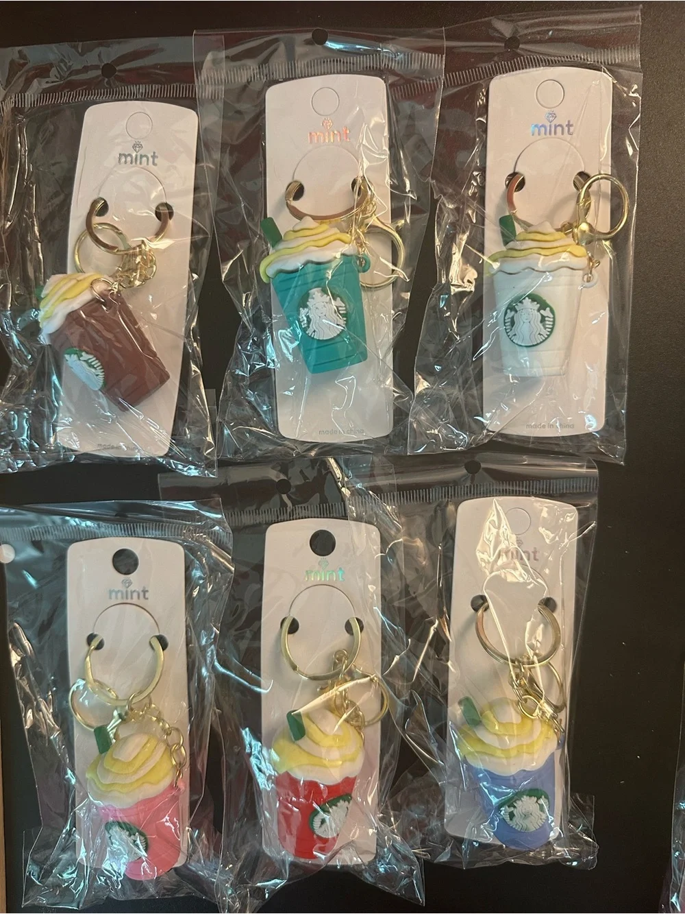 Set of 6  Starbucks Inspired Mini cup Keychain